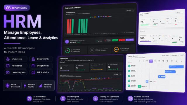 TenantSaaS HRM: Manage Employees, Attendance, Leave and Workforce Analytics in One Workspace